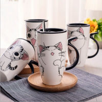 Cute Cat Ceramics Coffee Mug With Lid Large Capacity 600ml Animal Mugs creative Drinkware Coffee Tea Cups Novelty Gifts milk cup