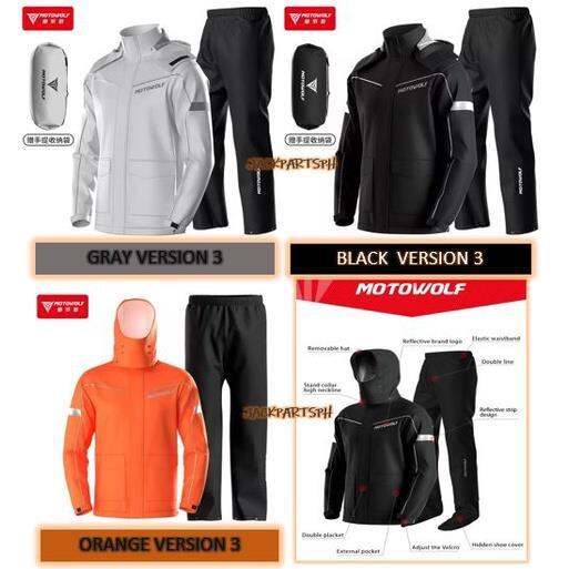 MOTOWOLF RAINCOAT. JACKET and PANTS. VERION 1 MDL0401 AND VERSION 3 ...