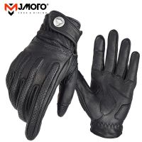 Motorcycle Gloves Leather Summer Breathable Motocross Gloves Full Finger Retro Sheepskin Motorbike Cycling Gloves Men