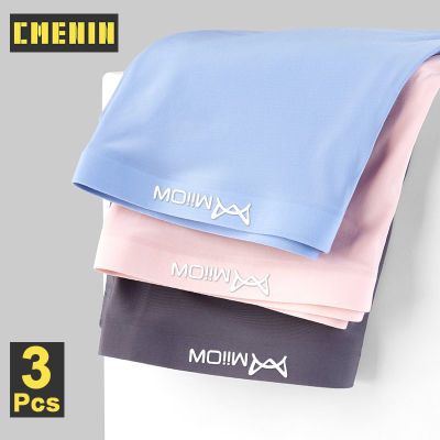 CMENIN MiiOW 3Pcs กางเกงชั้นในชาย Boxer Ice Silk กางเกงในชาย Graphene สบายกางเกงในเซ็กซี่สำหรับผู้ชาย Boxershorts 4XL MRY005