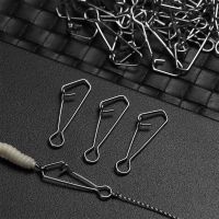 50pcs/pack Fast Clip Lock Fishing Hook Line Connector 0 -7 Stainless Steel Safety Pin Swivel Sea Snap Hooks Fishing Tackle