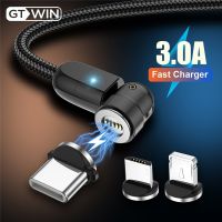 [KOLT Digital] GTWIN 3A Quick Charge Magnetic USB Cable 540 Rotate Magnet Charger 2M For IPhone Xiaomi Samsung Micro USB Type C Cable Data Wire