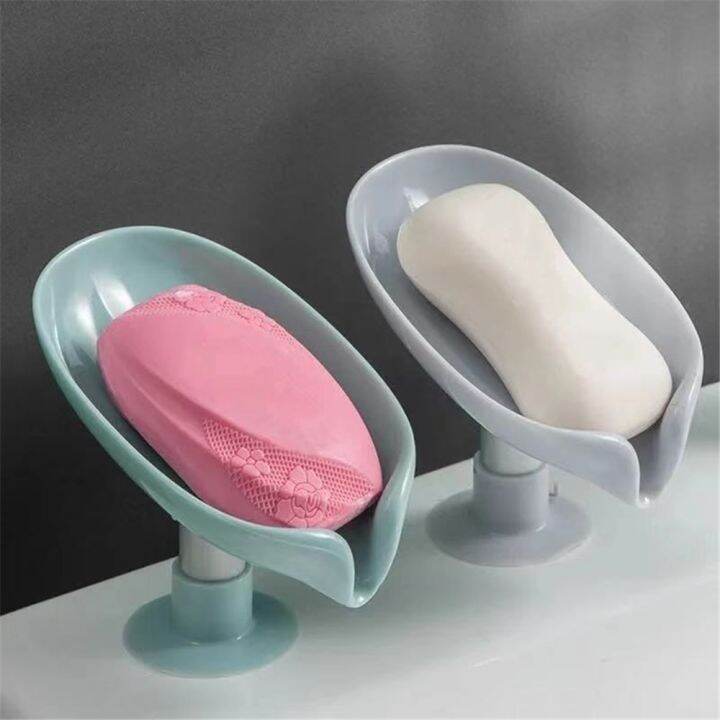 leaf-shape-soap-box-shower-soap-shelf-drain-soap-holder-box-suction-cup-bath-soap-box-sponge-dish-storage-tray-bathroom-supplies-soap-dishes