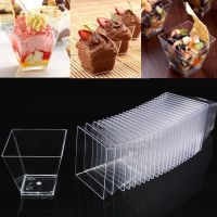 【CW】✱♝▦  60ml Disposable Mousse Cups Transparent Gold Mousses Dessert Appetizers Cup Spoons Lids Wedding Food Holder