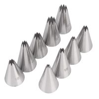 】【、 9Pcs Open Star Cream Piping Nozzles Cake Decorating Set Metal Pastry Bag Tips