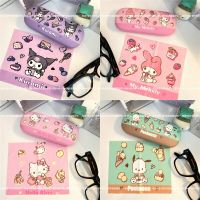 Sanrios Kuromi kitty Melody Cinnamoroll Colored Glasses Case Student Portable Cartoon Myopia Glasses Stroage Box Pu Leather