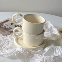 Genuine Original High-end Milk fufu coffee cup ceramic household afternoon tea cup and saucer set high-value ins mug milk cup