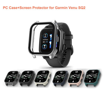 PC ปกป้องหน้าจอเชลล์สำหรับ Garmin Venu SQ2/SQ2เพลงนาฬิกาเคสเต็มครอบคลุมฟิล์มนิรภัยกรอบ