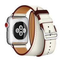 หนังวัวสายทัวร์คู่สำหรับนาฬิกา Apple 5สาย44มม. Iwatch Series 4 3 2 1 42มม. ห่วง38มม. เปลี่ยนสายเหล็ก40มม.