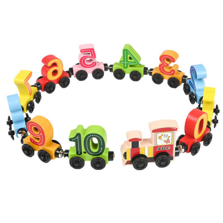 Number Train Wood Toy Train Count And Color Cognition Fine