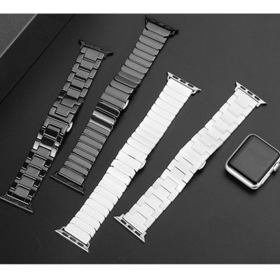 Ceramic Strap for Apple Watch Band 44mm 40mm 45mm 49mm 42mm 38 Stainless steel butterfly bracelet iWatch series 6 3 7 8 se ultra Straps