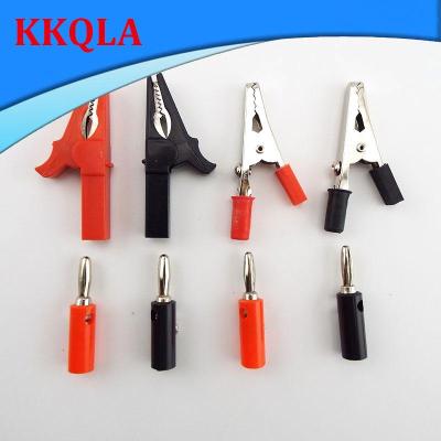 QKKQLA 4mm Banner Plug and Crocodile Clamp Probe Alligator Clip Electric DIY Test Lead Probe Socket Cable Insulated Clips