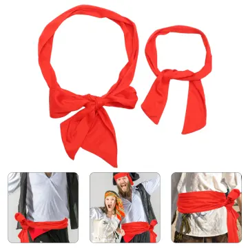 Skeleteen Red Pirate Sash Belt - Red Medieval Renaissance Pirates Tie Bandana Waist Scarf for Men Women and Children