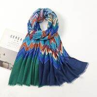 [COD] 2023 new fashion corrugated sawtooth printing shawl scarf with sun protection and warmth all-match ladies