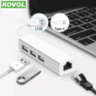 KOVOL Cáp Chuyển Đổi USB Type-C Sang 3 Cổng USB + Hub Card Mạng Cổng RJ45 Bộ Chuyển Đổi Ethernet Trình Điều Khiển Miễn Phí 100Mbps Cho MacBook Android Máy Tính PC thumbnail