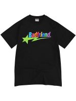 Y2K Hip Hop Letterพิมพ์Tเสื้อBadfriendพิมพ์ขนาดใหญ่เสื้อใหม่Harajukuแฟชั่นสบายๆทั้งหมดหลวมเสื้อStreetwear