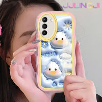 Jjlingji เคสปลอกสำหรับ Samsung S22บวก S22พิเศษ5กรัม3D ลายดอกไม้เป็ดน่ารักขอบคลื่นเคสมือถือกันกระแทกแบบใสนิ่มเคสโปร่งใสลายกล้องถ่ายรูปสุดสร้างสรรค์เคสป้องกันซิลิกาเจล