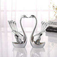 Portable Swan Sideboard Creativity Spoon Fork Cutlery Zinc Alloy Dinnerware Swan Holder Table Dinner Tableware Holders 7 X 15 cm