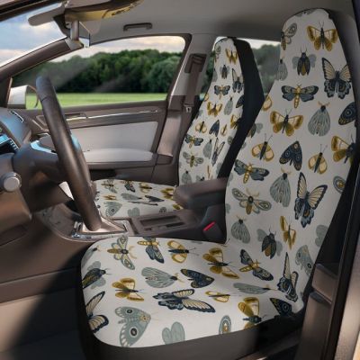 ฝาครอบเก้าอี้รถผีเสื้อสำหรับผู้หญิงอุปกรณ์รถน่ารักรถที่รองเบาะรถยนต์สำหรับสัตว์เลี้ยงสไตล์ Boho Luna Moth ประดับรถฮิปปี้อเนกประสงค์