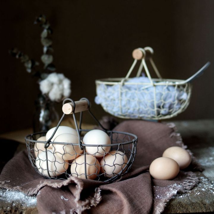 2pcs-wooden-handle-metal-retro-basket-vegetable-fruit-egg-groceries-practical-storage-basket-white-amp-black