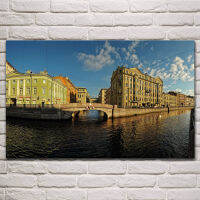 saint ersburg russia cityscape city river fabric posters on wall picture living room home decoration wood frame art KR103