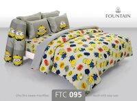 ผ้าปูที่นอนฟาวน์เทน FOUNTAIN รหัสสินค้า FTC095 ลายมินเนี่ยน สีน้ำเหลือง เทา MINIONS ลิขสิทธิ์แท้ ขนาด 3.5ฟุต 5ฟุต และ 6 ฟุต สำหรับที่นอนสูง 13 นิ้ว