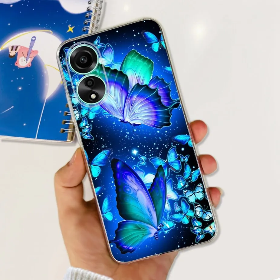 Desenhos animados bonitos do gato pintados Soft Silicone TPU Phone Case,  Tampa traseira Oppo A78 4G, CPH2565 - AliExpress