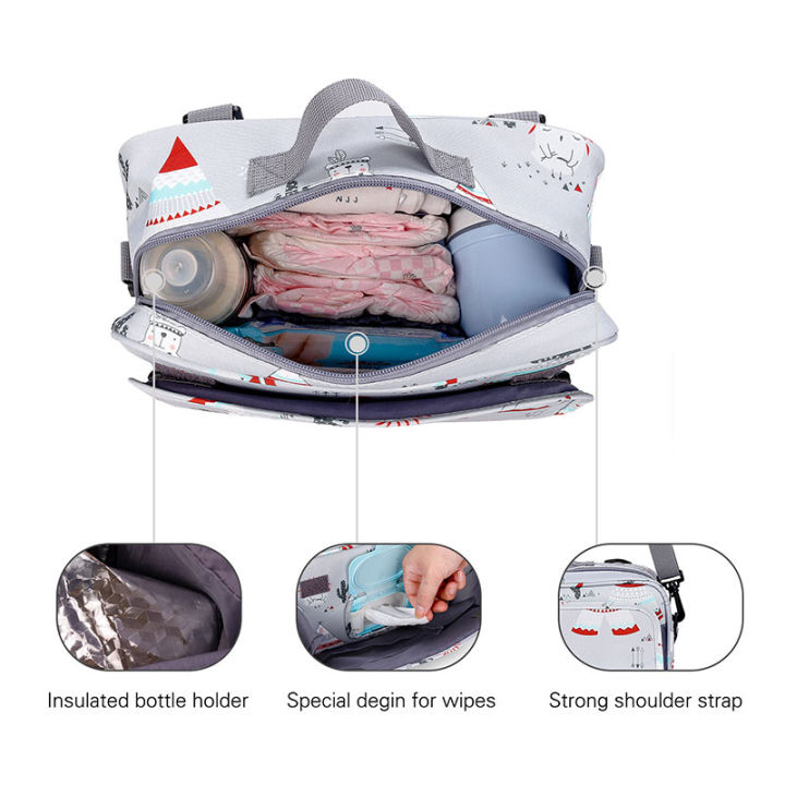 hamshmoc-กระเป๋าผ้าอ้อมเด็กทารกกันน้ำรถเข็นเด็กแบบพกพาน้ำหนักเบา-essential-เด็กทารกแบบสะพายพาดลำตัวกระเป๋าเครื่องสำอางอเนกประสงค์พร้อมสายรัดรถเข็นสำหรับการเดินทาง