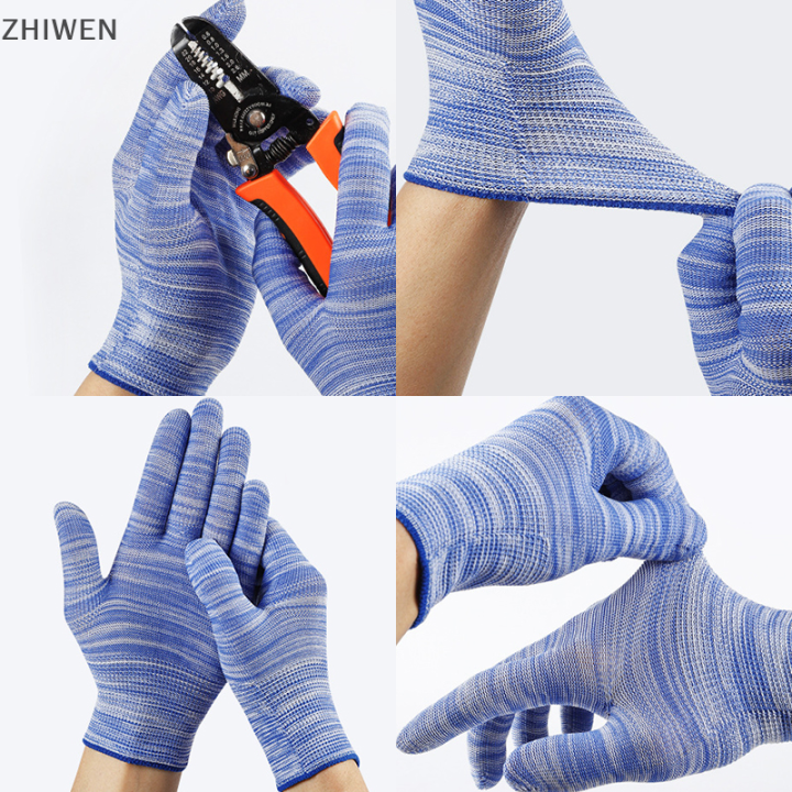 zhiwen-ถุงมือไนลอนสำหรับทำสวน1คู่ถุงมือทำงานกันลื่นสีสำหรับทำความสะอาดสนามทำงาน