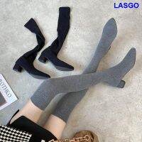 Long Tube Thin Female Pointed Toe Thick High-Heeled Spring Thigh Elastic Knitted Socks Over The Knee