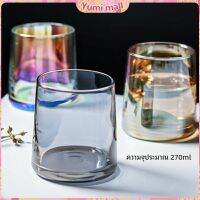 Yumi ถ้วยแก้ว สั้นสีโฮโลแกรม แก้วสีรุ้ง พร้อมส่ง ของขวัญวันเกิด glass cup มีสินค้าพร้อมส่ง