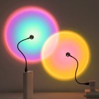 USB Sunset Projection Lamp Rainbow Atmosphere Night Light Sunset Light for Photography Selfie Coffee Store Live Wall Decoration Night Lights