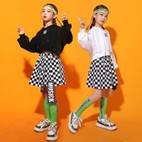 [COD] navel hip-hop catwalk show costumes plaid childrens girls dance trendy clothes