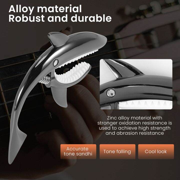 shark-guitar-capo-zinc-alloy-capo-for-acoustic-electric-classical-guitars-and-bass-ukulele-capo-with-pick