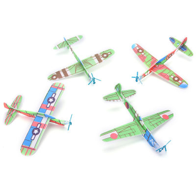 ทับหลังเครื่องบินเครืองร่อนบินเครื่องบิน12ชิ้น/ชุดของของเล่นเด็ก DIY โฟมร่อนเครื่องบินของเด็ก