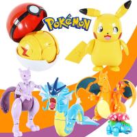 BELIE ของเล่นเด็ก คริสต์มาส Pocket Charmander Mewtwo Anime Action Figure Pokeball Pikachu Pokemon Toy