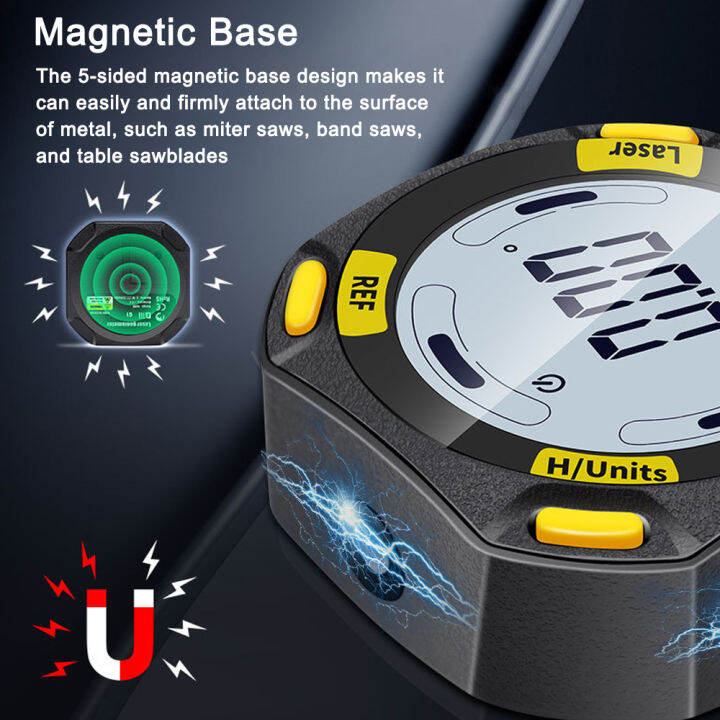 kkmoon-ตัวค้นหาระดับดิจิตอลและมุมแม่เหล็ก5ด้านอเนกประสงค์4-90-inclinometer-จอแสดงผล-lcd-มาตรวัด4หน่วยสลับได้สองเส้น-เลเซอร์-ระดับ