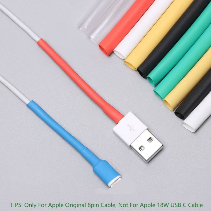 okdeals-ปลอกหุ้มสายม้วนหลากสีสำหรับป้องกันสาย-usb-ปลอกสายม้วนตัวหนีบสายเคเบิลตัวปิดเพื่อความปลอดภัยท่อหดความร้อน12ชิ้น-เซ็ต