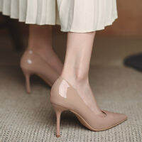 【จัดส่งเร็วสุด ๆ ! 】ฤดูใบไม้ผลิและฤดูใบไม้ร่วงใหม่ผู้หญิง Pointed Toe อเนกประสงค์กันน้ำแฟชั่นสีทึบ 7 ซม.รองเท้าส้นสูง Hollow กลับปากตื้น Stiletto รองเท้าส้นสูงสำหรับสตรี