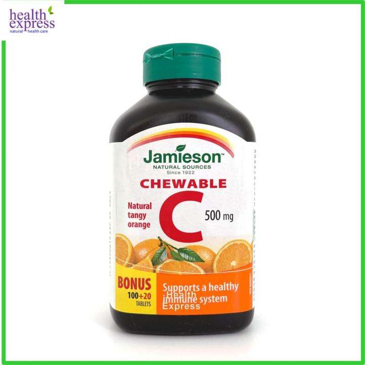 Jamieson Chewable Vitamin C Orange (500 mg)100 + 20 tablets Lazada