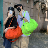 Uni Sporty Style Large-capacity Portable Bag Neon Green Female Nylon Simple Messenger Shoulder Bags Vacation Travel Gym Pack