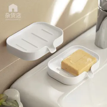 Soap Dish, Double Bar, Self Adhesive Shower Soap Holder  Bathroom,aluminum(black) 