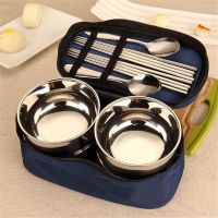 [ELEGANT] Picnic Tourist Tableware Set Camping Stainless Steel Cutlery Bowl ตะเกียบช้อนสูท Bag Outdoor Travel Hiking Accessories