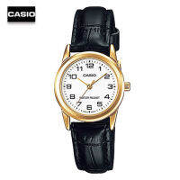 Velashop นาฬิกาข้อมือผู้หญิงคาสิโอ Casio Standard  สีทอง/หน้าปัดขาว สายหนัง รุ่น LTP-V001GL-7BUDF, LTP-V001GL-7B, LTP-V001GL