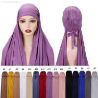 【YF】 Soft Jersey Hijab Women Prayer Headwear Muslim Headscarf with Bonnet Cap Arab Amira Shawls Wraps