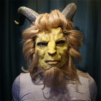 Beauty And The Beast Mask Movie Cosplay Adam Prince Costume Headgear Halloween Horror Masquerade Realistic Monster Latex Mask