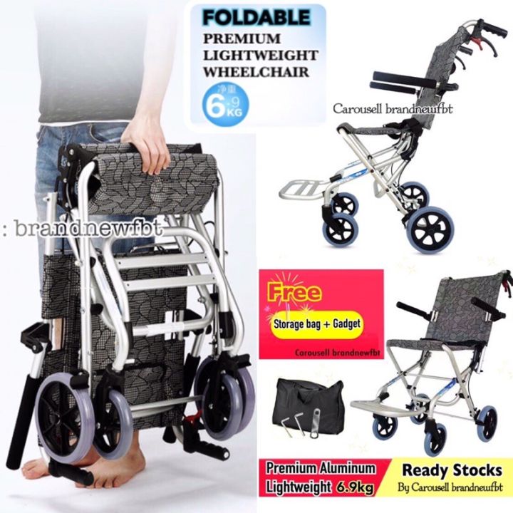 ประกัน-10ปี-รถเข็นผู้ป่วย-รถเข็นน้ำหนักเบา-ไม่เป็นสนิม-โครง-อลูมิเนียม-รถเข็นผู้ป่วย-รถเข็นผู้สูงอายุ-ฟรีกระเป๋าใส่รถเข็น-portable-wheelchair
