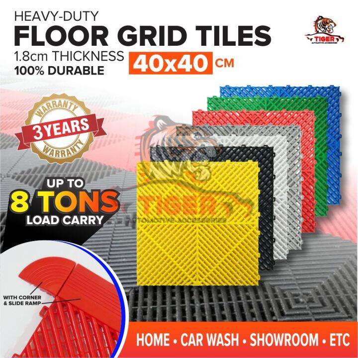 TIGER AUTOMOTIVES Grid Tiles Matting 40x40cm Floor Mat / Garage
