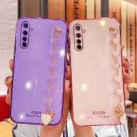 Wrist Chain Love Heart Phone Case For Oppo Realme XT Luxury Camera Protective Cover Realme X2 X3 Superzoom 7 6 pro Silicone Case Electrical Connectors