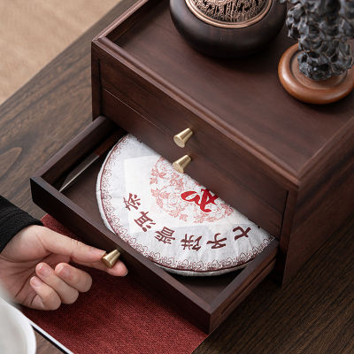[COD] วอลนัทกล่องชาผู่เอ๋อกล่องเก็บเค้กชาของใช้ในครัวเรือนอุปกรณ์ชุดน้ำชาเก็บโต๊ะชาของตกแต่งไม้เนื้อแข็ง Christmas Gift
